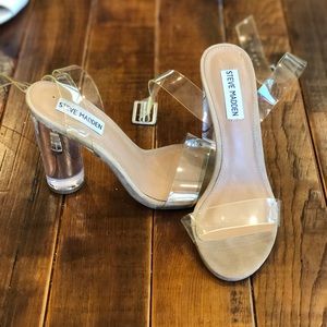Steve Madden Camille Clear Ankle Strap Heels